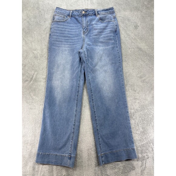 Sidefeel Jeans Womens 16 Blue Denim Cotton Stretch Loose High Rise Straight Leg - Picture 1 of 13